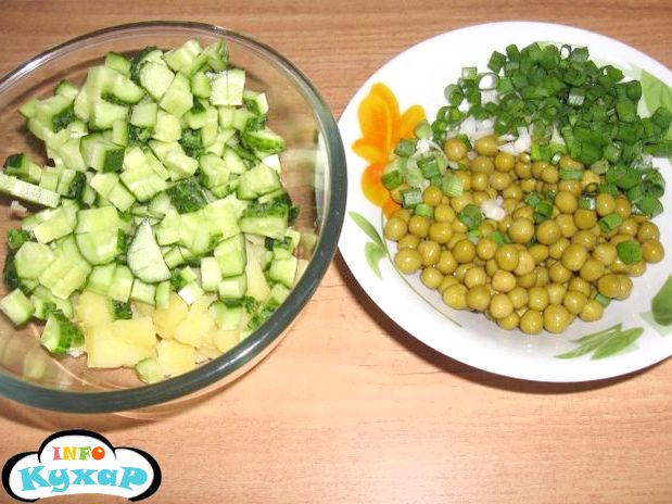 Простий салат із зеленим горошком