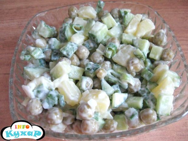 Простий салат із зеленим горошком