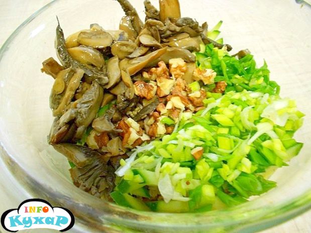 М'ясний салат з овочами та горіхами